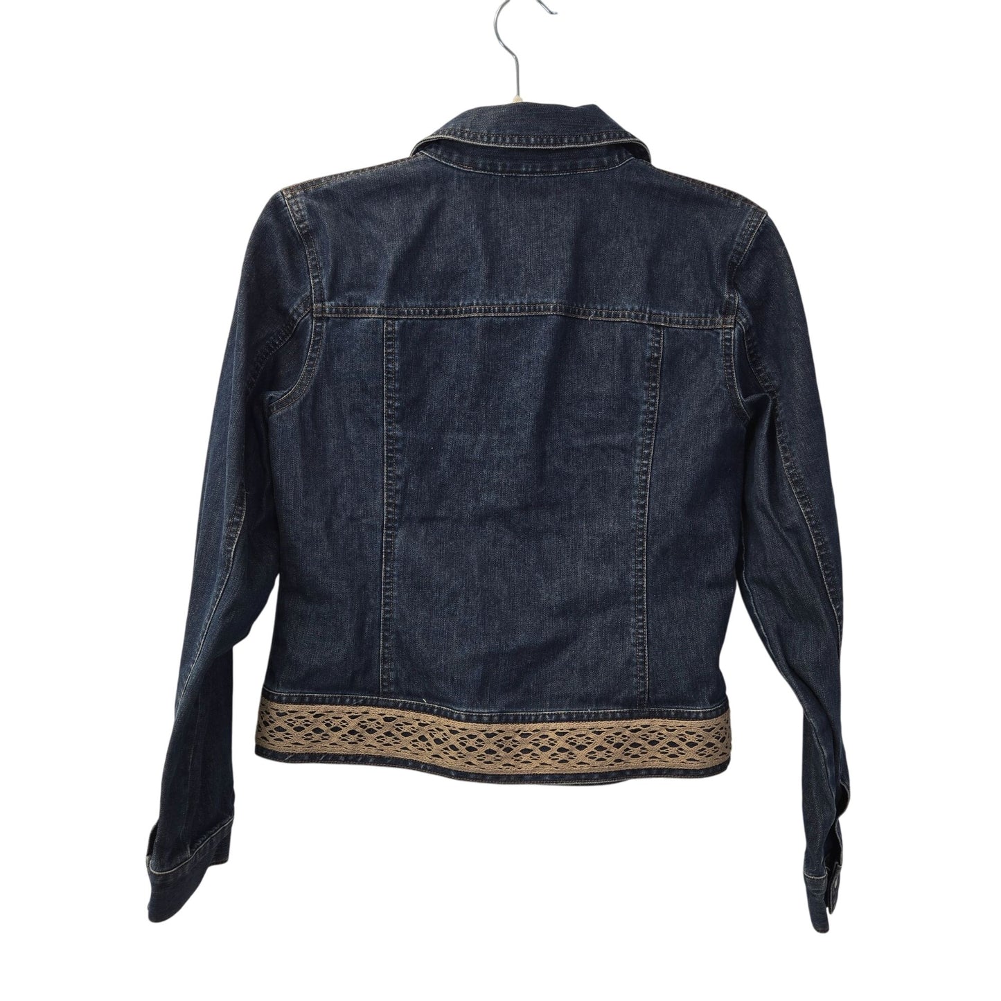 Ann Taylor Embroidered Hem Denim Jacket Size Small