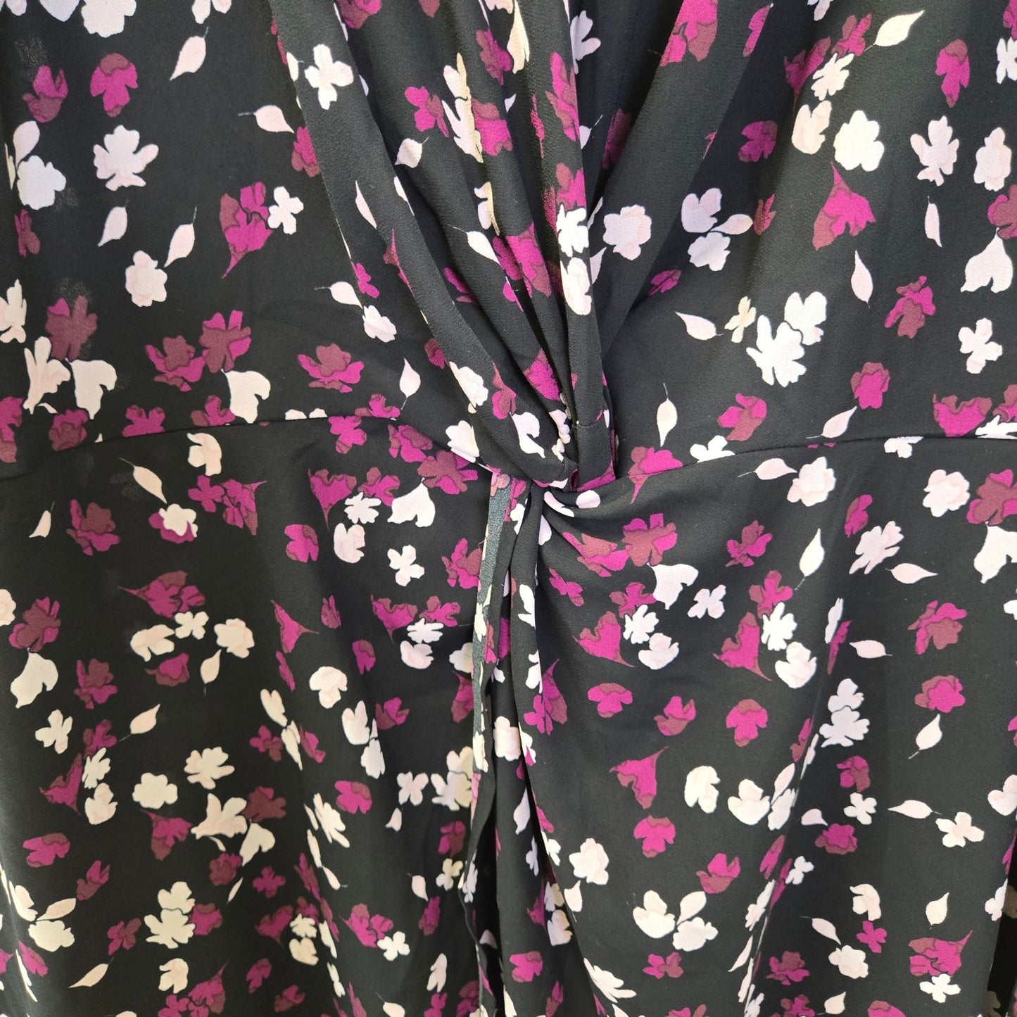 Lane Bryant Floral Twist Front Collared Long Tunic Top Size 28