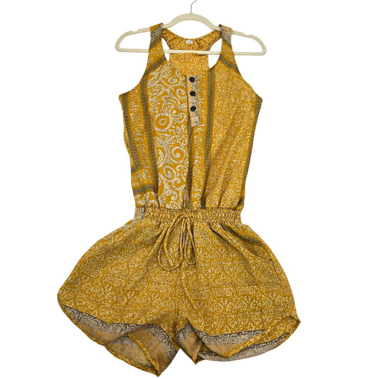 100% Silk Graphic Pattern Sleeveless Romper Size Small
