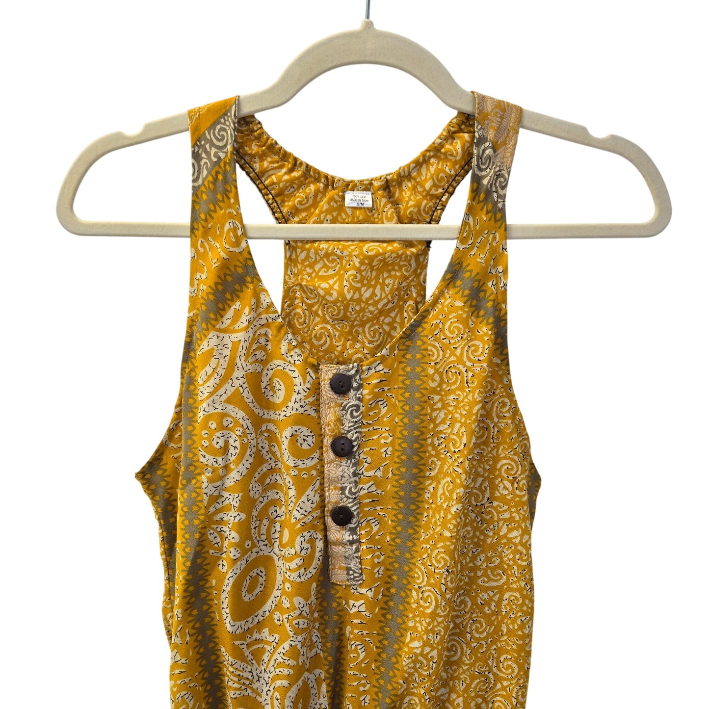 100% Silk Graphic Pattern Sleeveless Romper Size Small