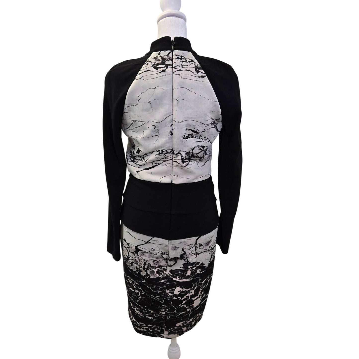 Bebe Marble Print Scuba Peplum Style Dress Size Medium