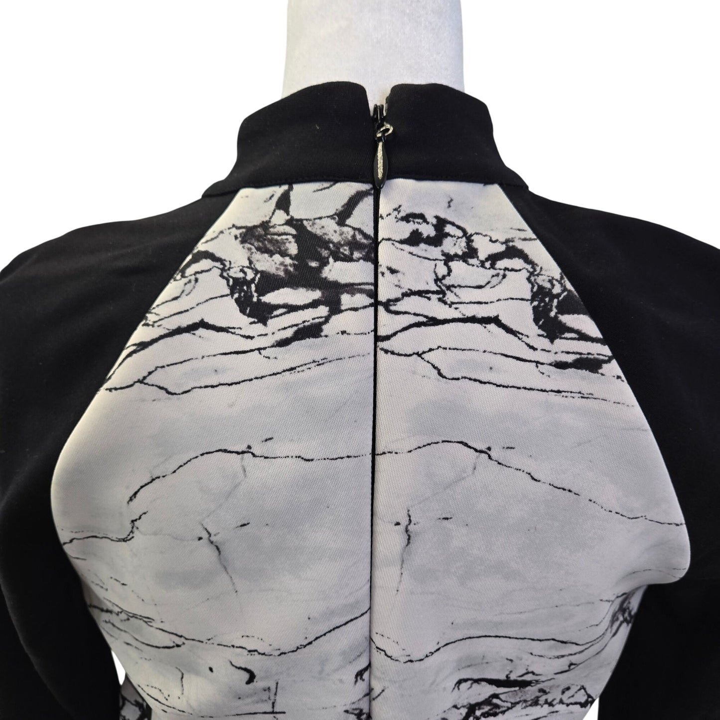 Bebe Marble Print Scuba Peplum Style Dress Size Medium
