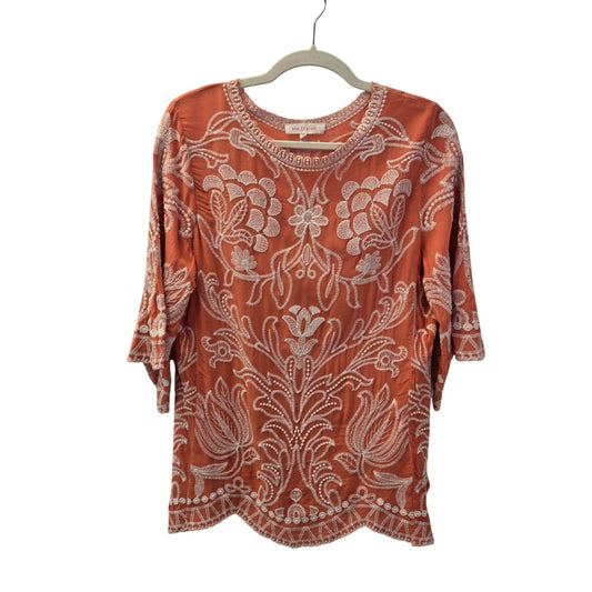 Solitaire Embroidered Handkerchief Sleeve Boho Top Size Medium