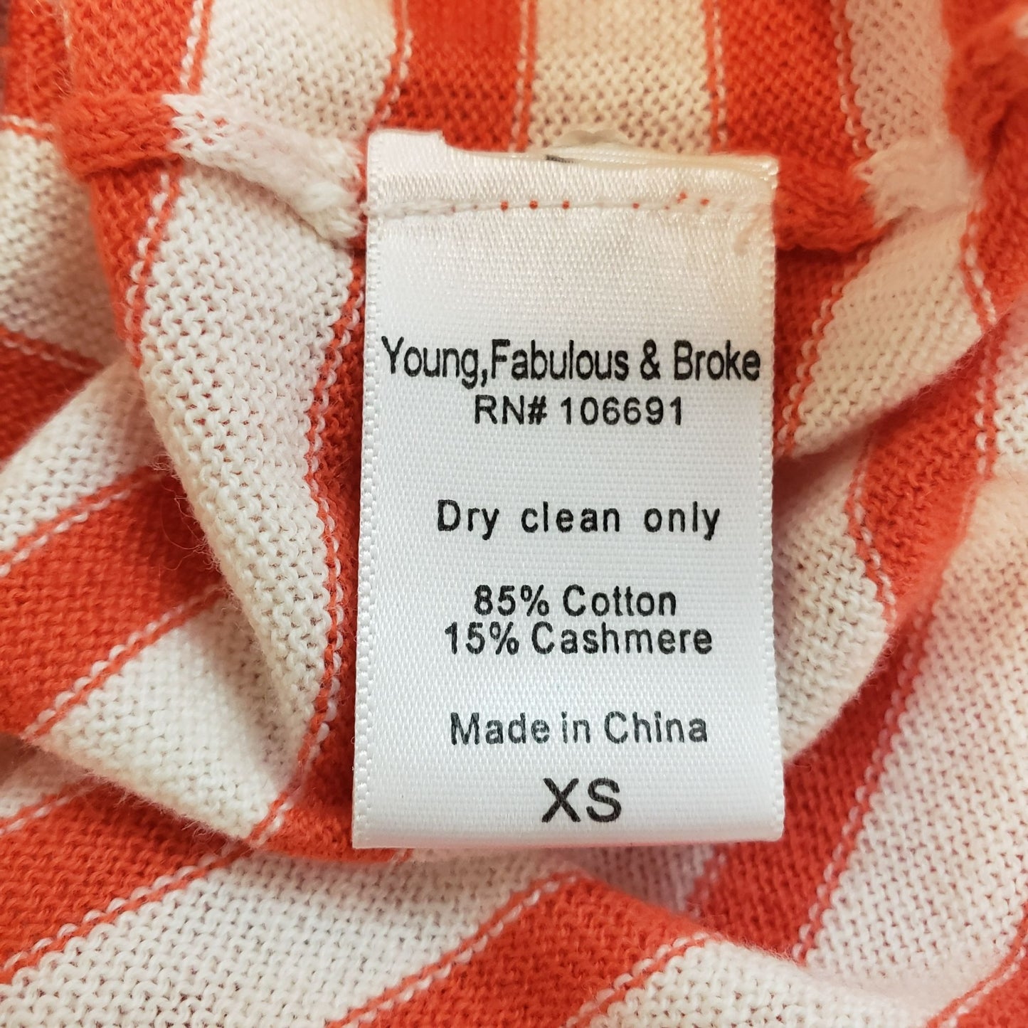 Young Fabulous & Broke Cashmere Blend Full Zip Hooded Sweater Size XS