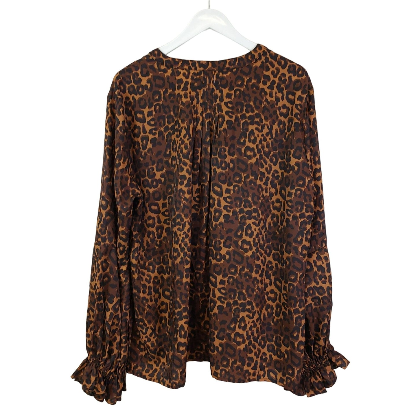 Flawless Leopard Print Balloon Sleeve Popover Top Size 2XL