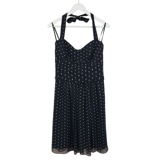 Laundry by Shelli Segal 100% Silk Polka Dot Halter Cocktail Dress Size 4 Petite