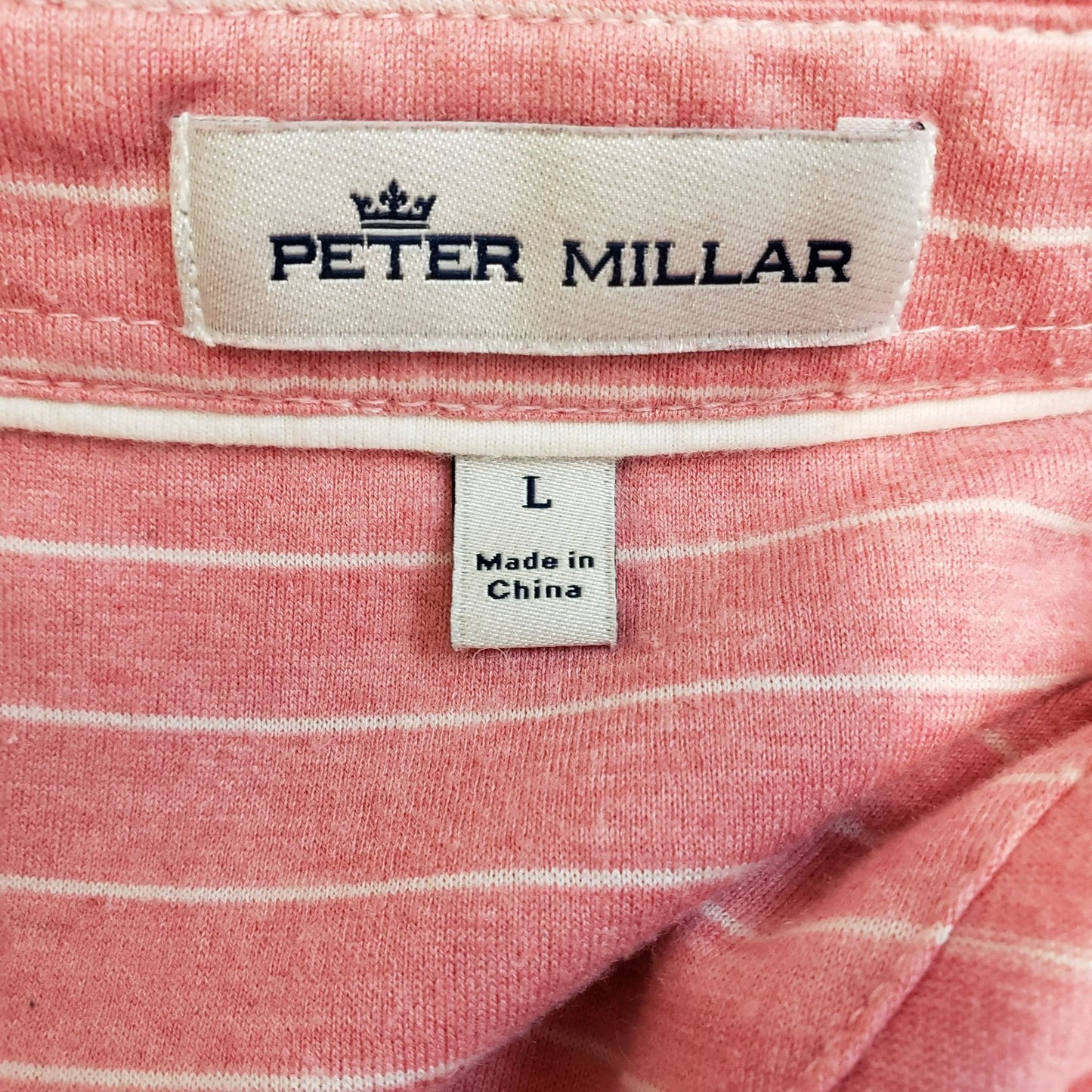 Peter Millar Linen Blend Striped Polo Shirt Size Large