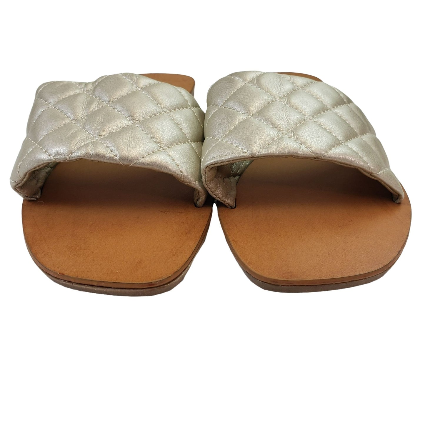 Zigi Soho Karly Metallic Quilted Slip-On Sandals Size 7.5