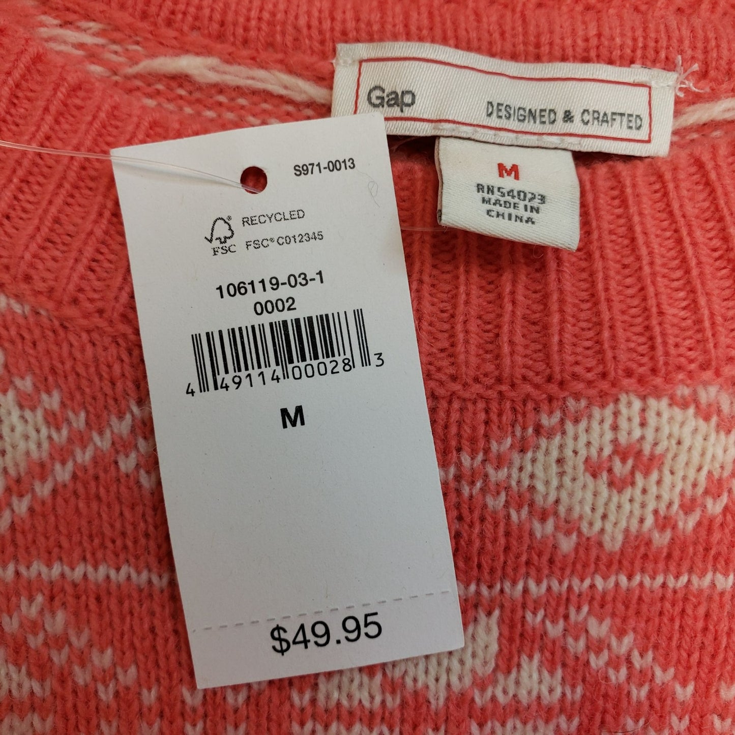 NWT Gap Wool Blend Snowflake Print Sweater Size S/M