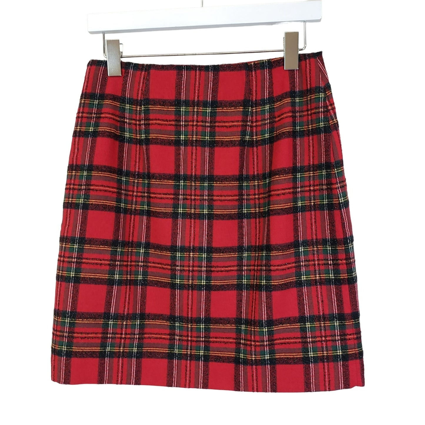 NWT Talbots Wool Blend Plaid Embellished Pencil Skirt 2 Petite