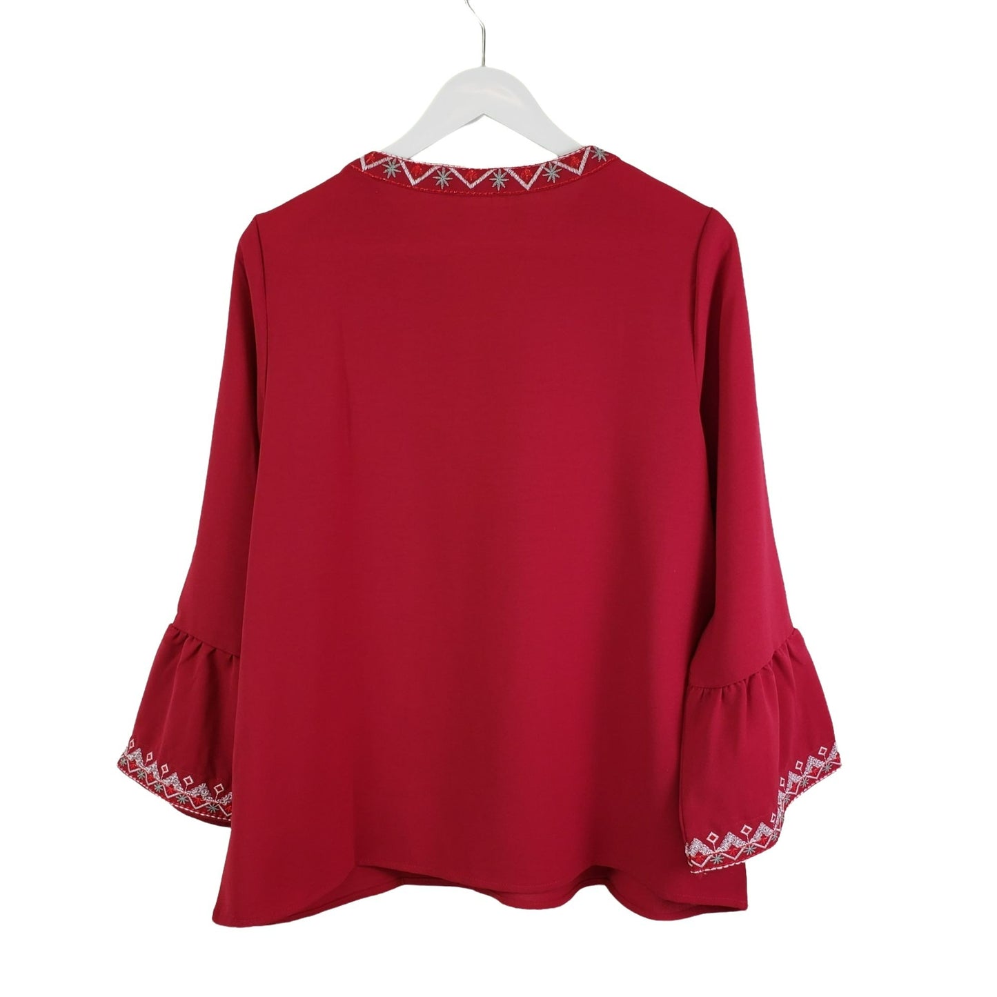 Unbranded Embroidered Boho Blouse with Bell Sleeves Size Medium