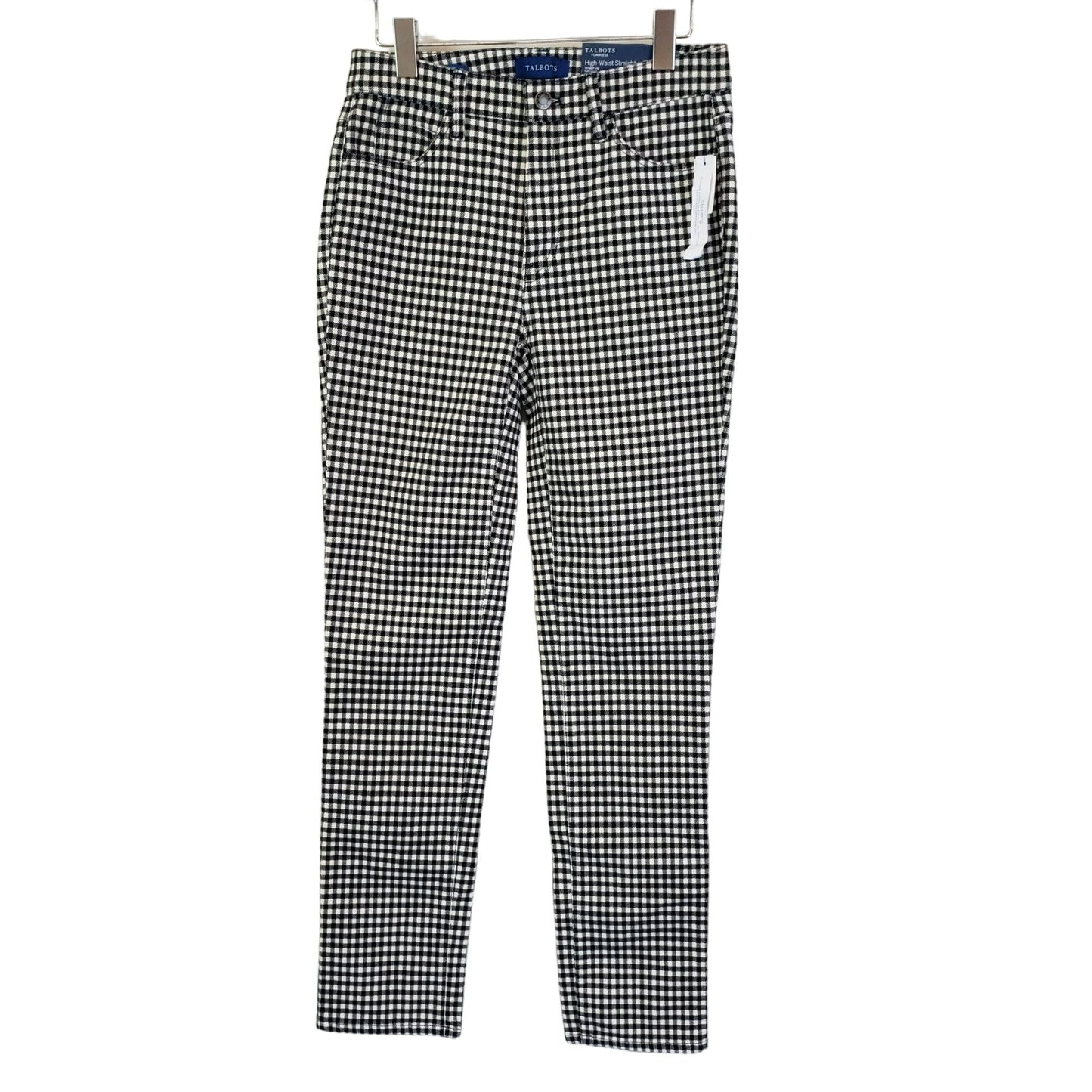 NWT Talbots High-Waist Straight Leg Checkered Micro-Corduroy Pants Size 2