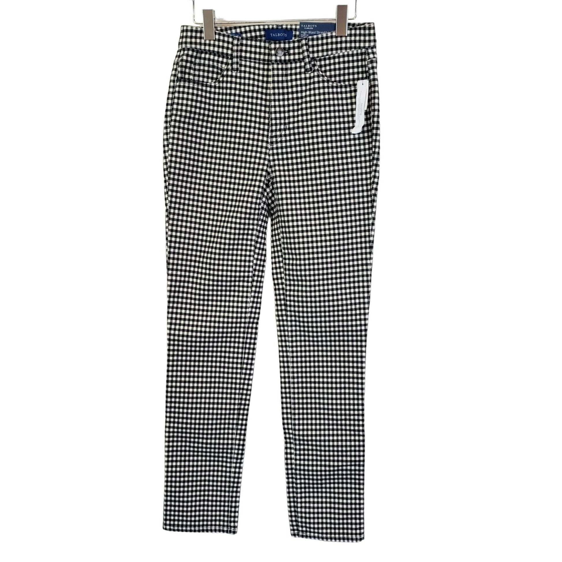 NWT Talbots High-Waist Straight Leg Checkered Micro-Corduroy Pants Siz –