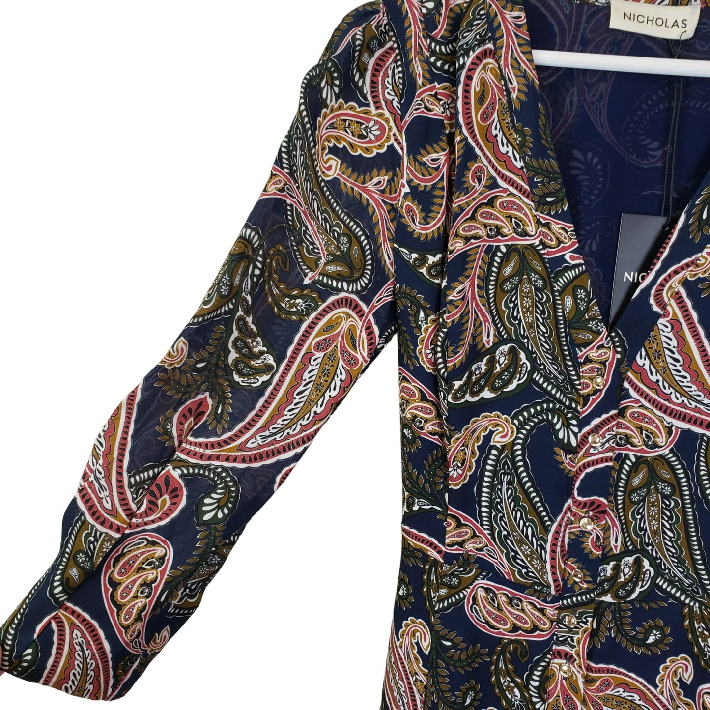 NWT Nicholas 100% Silk Noura Jaipur Paisley Print Maxi Dress in Midnight Size 4