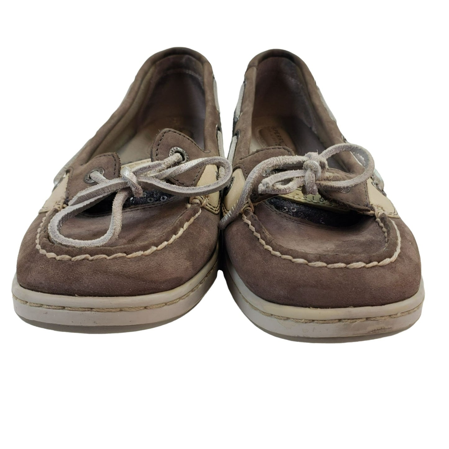 Sperry Top-Sider Firefish Leather Boat Shoes with Sequin Accents Size 8