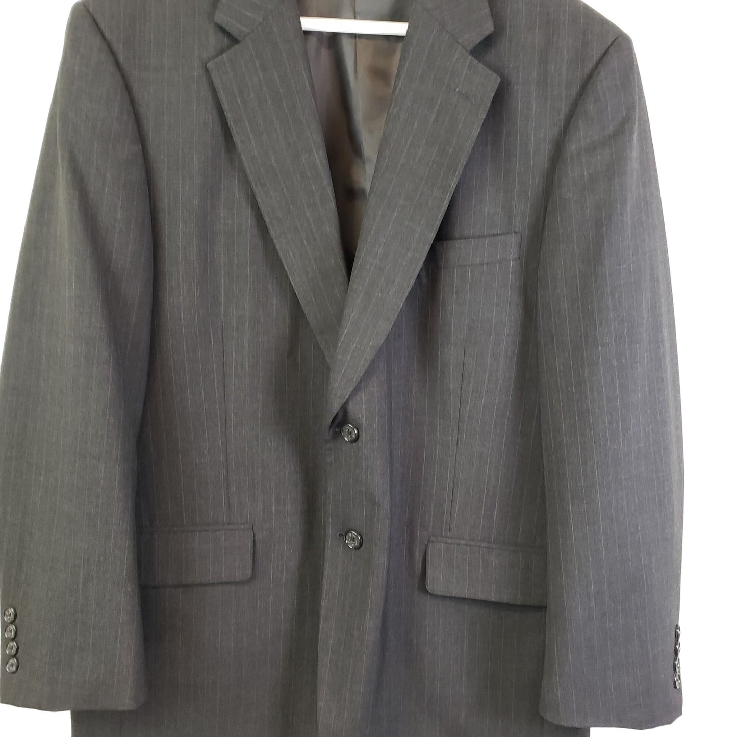 Statements Wool Blend 2 Button Pinstripe Suit Jacket Size 44R