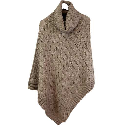 Steve Madden Cable Knit Metallic Turtleneck Poncho Size OS