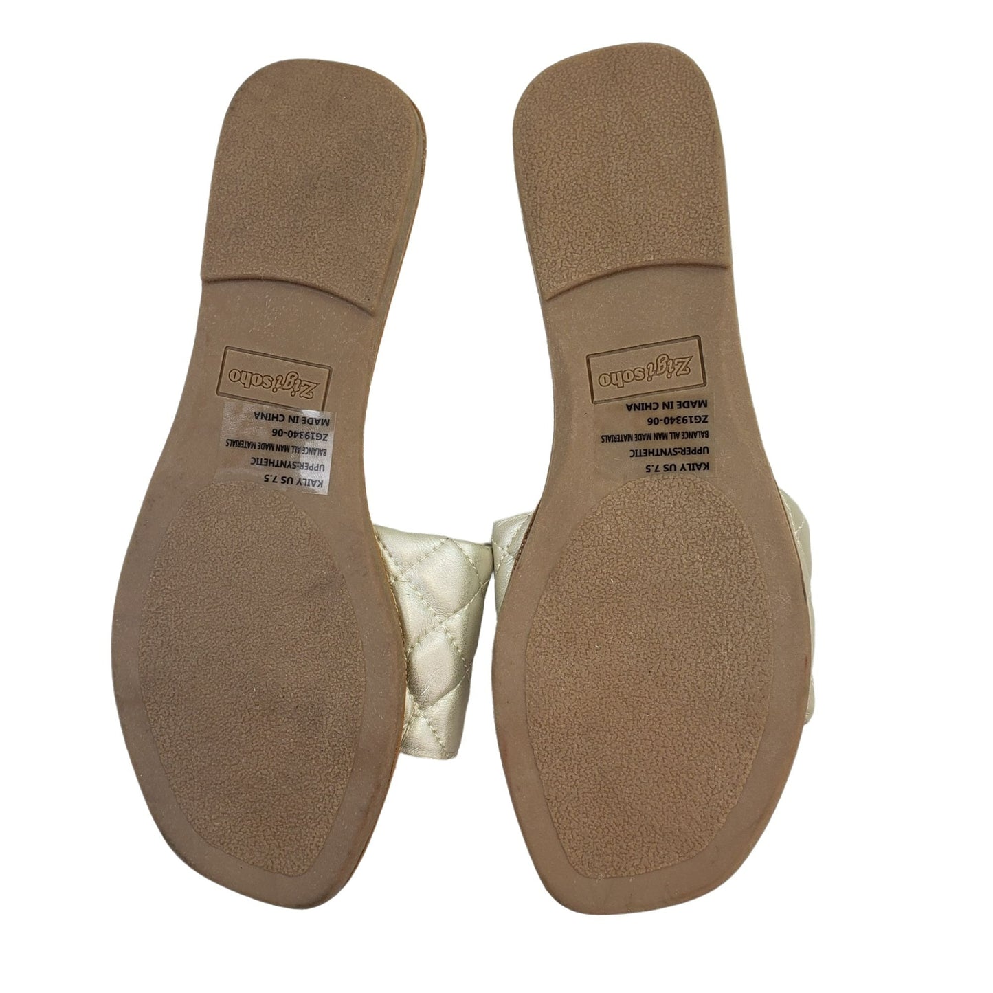 Zigi Soho Karly Metallic Quilted Slip-On Sandals Size 7.5