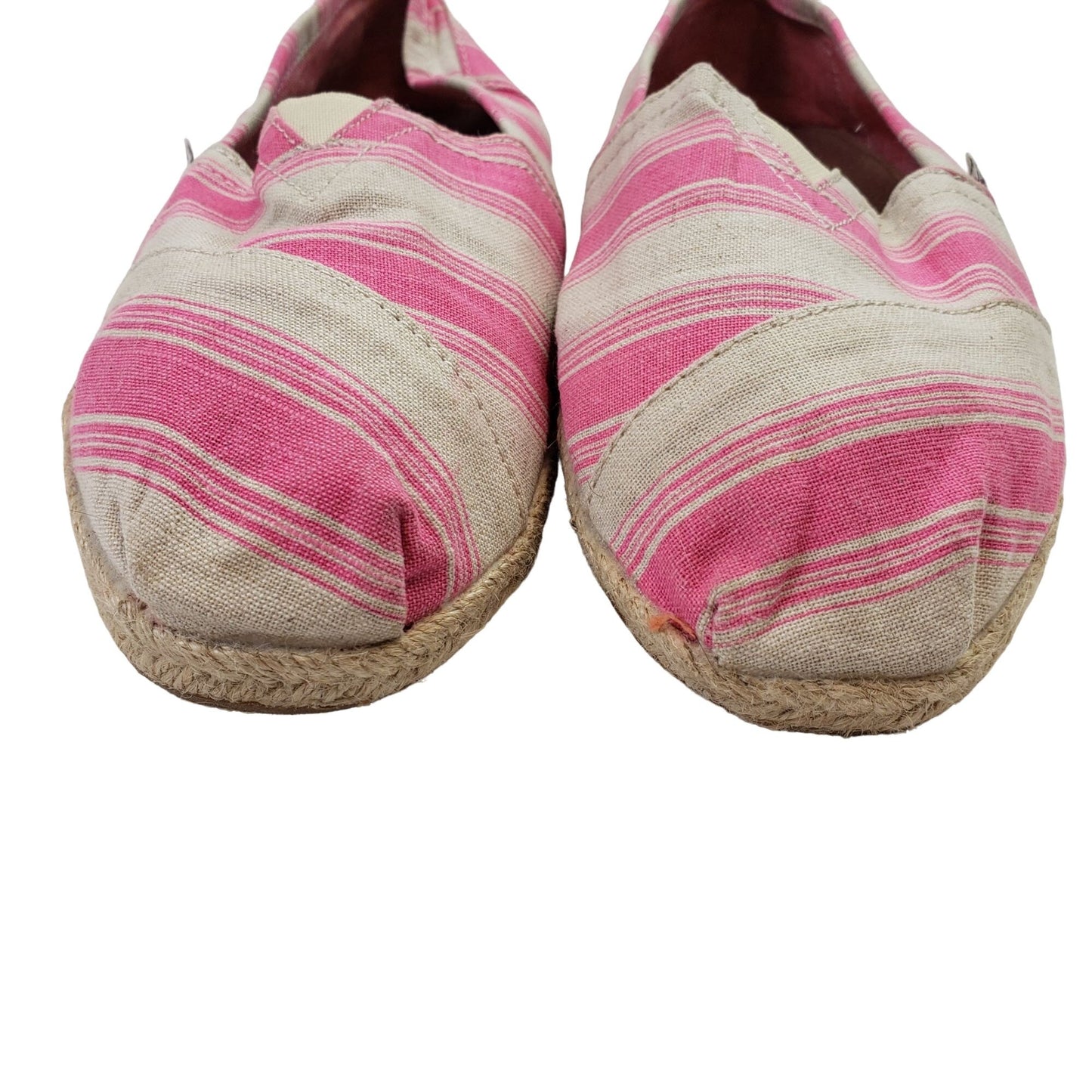 Toms Apalgarta Pink & Cream Striped Shoes Size 9.5