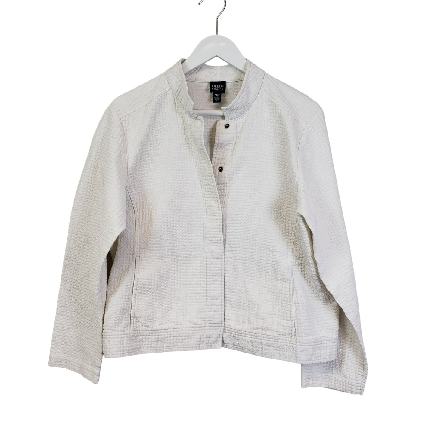 Eileen Fisher Puff Texture Snap Closure Jacket Size Medium/Large