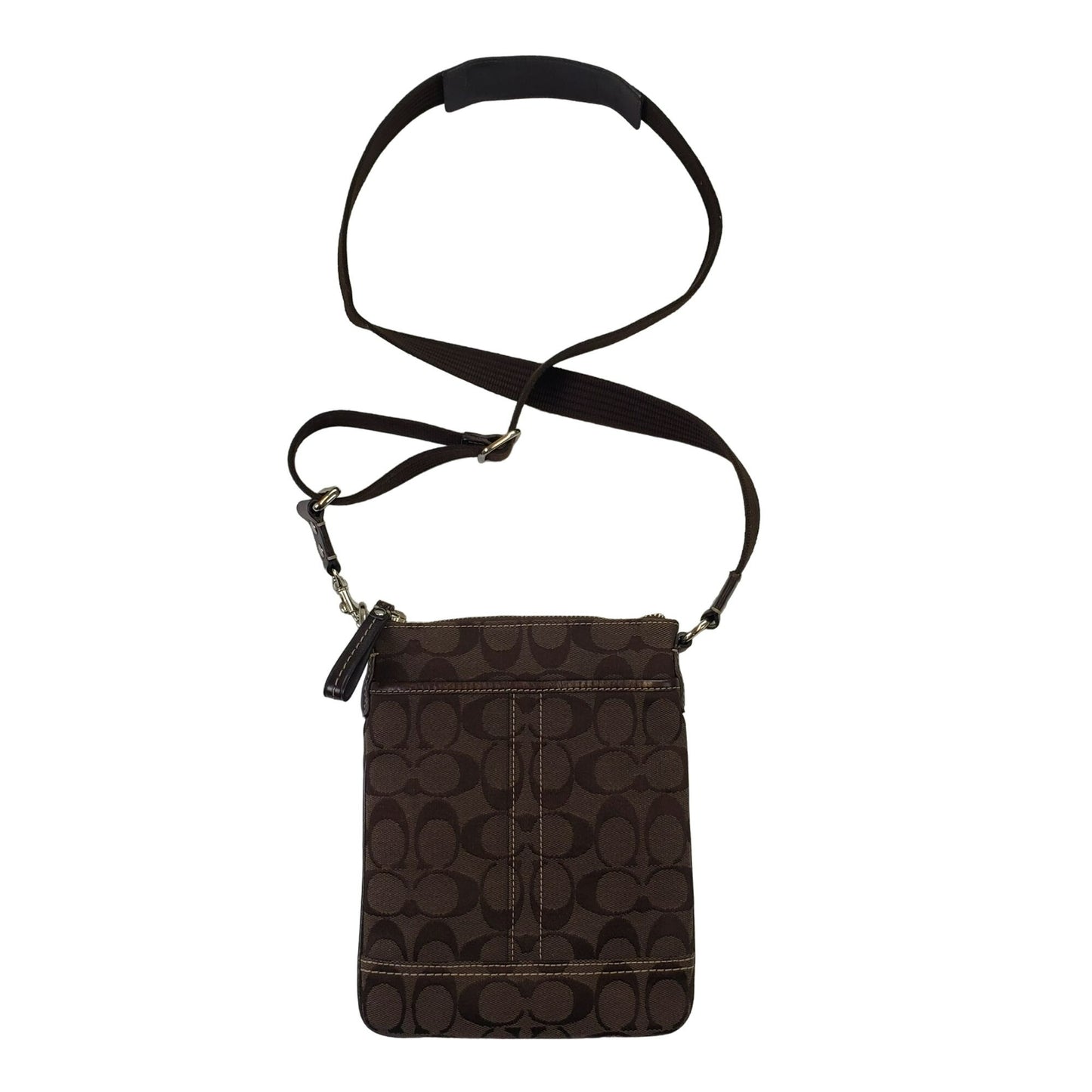 Coach Signature Monogram Jacquard Fabric Leather Crossbody Bag