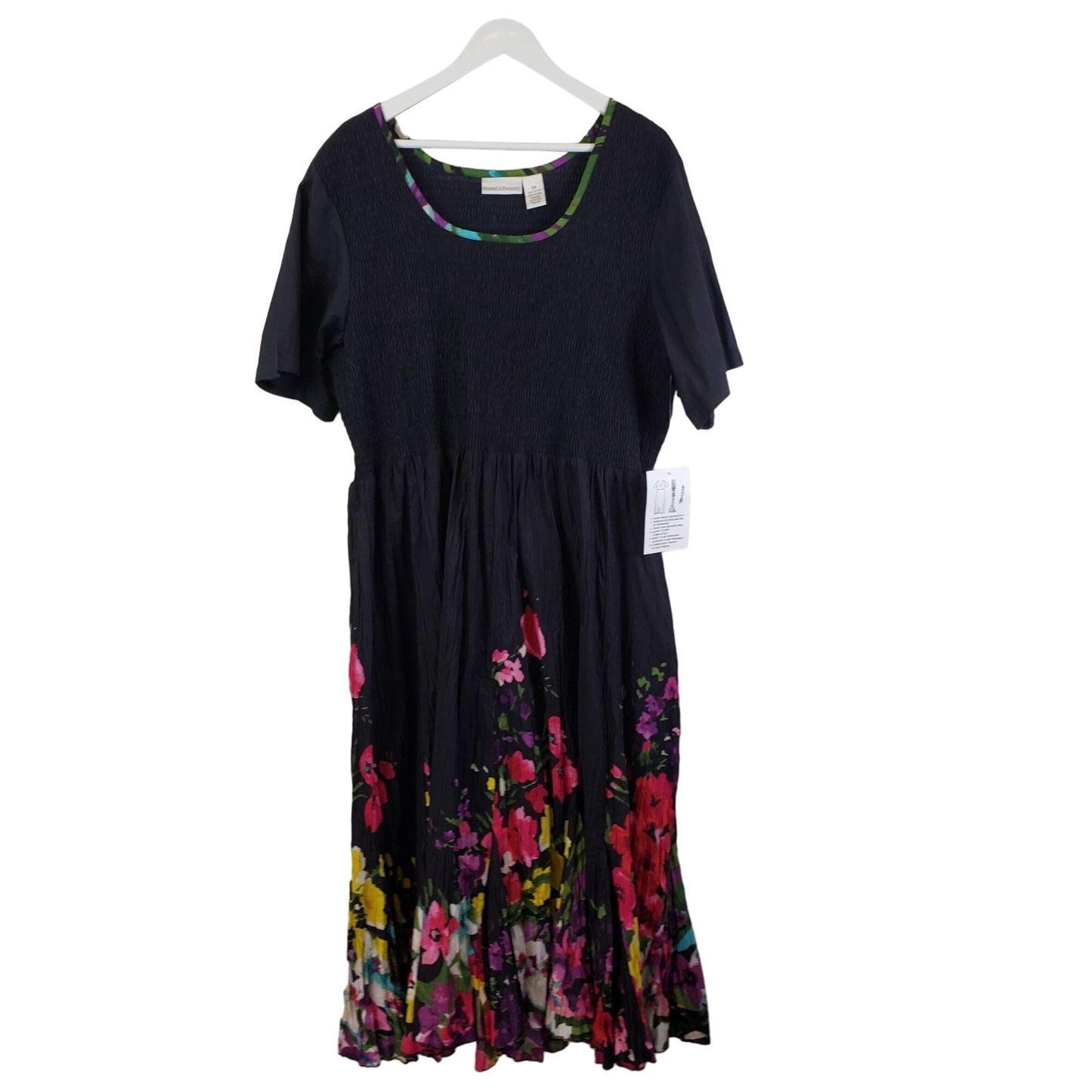 NWT Draper's & Damon's Smocked Floral Godet Midi Dress Size 2X