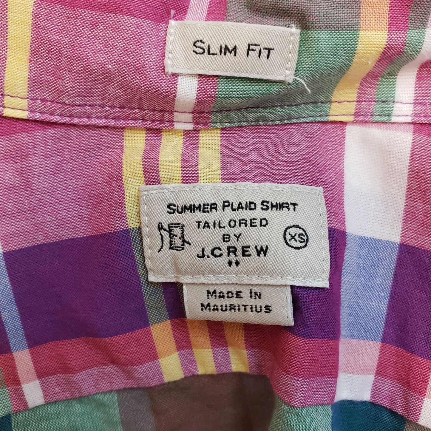 J. Crew Slim Fit Summer Plaid Button Down Shirt Size XS