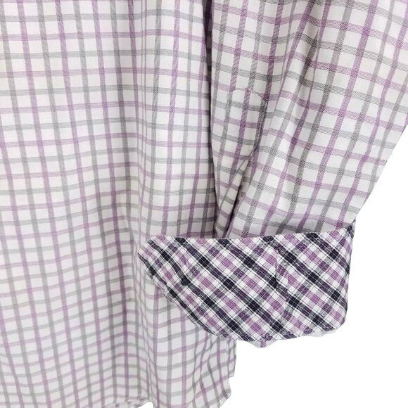 Jhane Barnes Slim Fit Checked Flip Cuff Button Down Shirt Size 2XL (est)