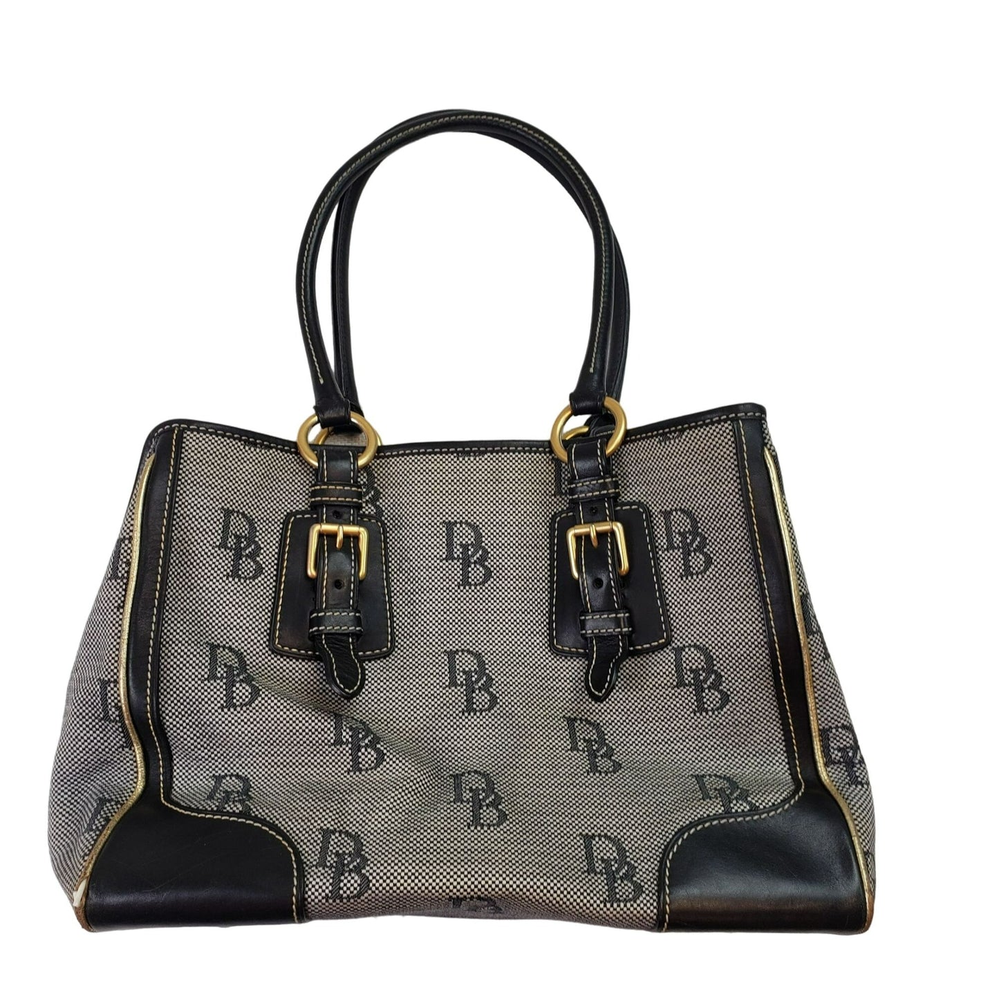 Dooney & Bourke Vintage Signature Leather Trim Satchel Handbag