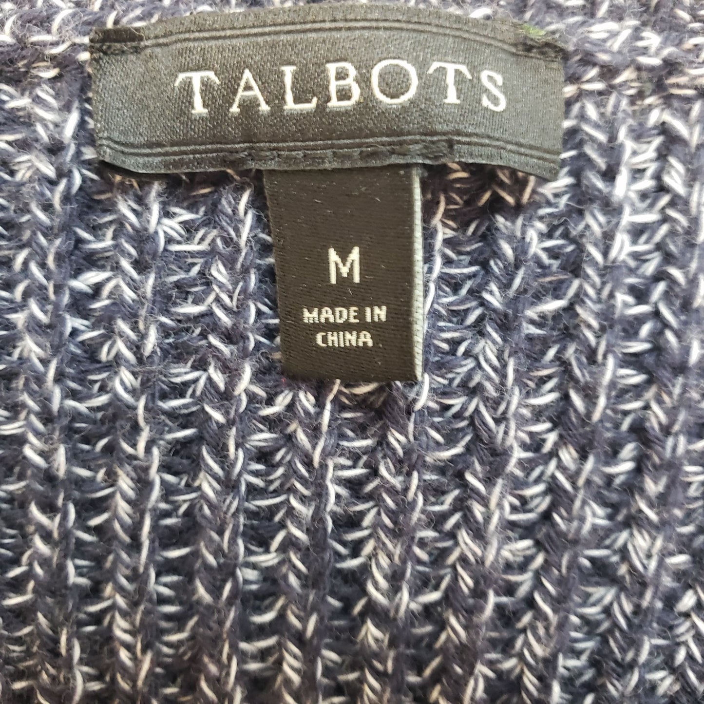 Talbots Heathered Chunky Cable Stripe Sweater Size Medium