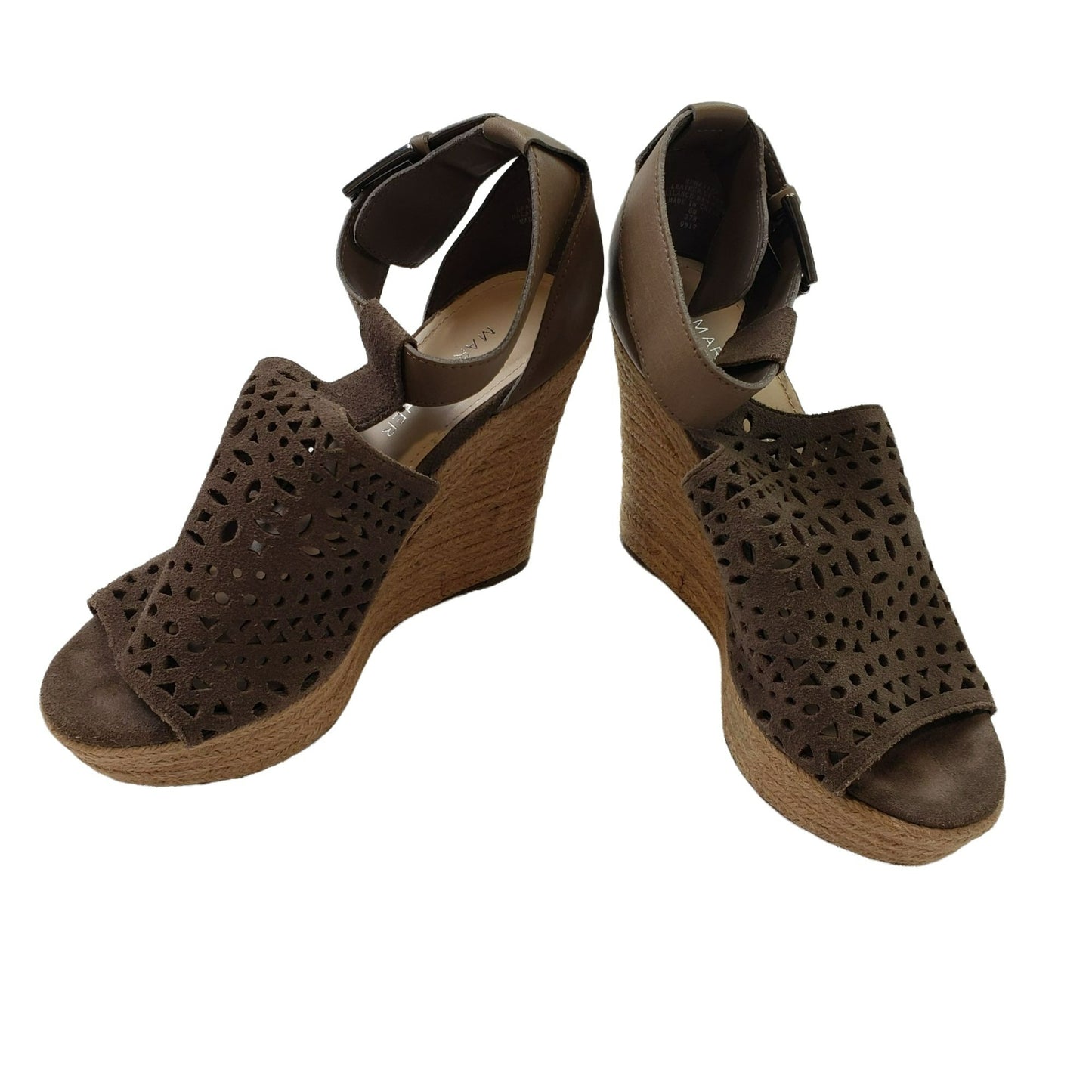 Marc Fisher Hasina Leather Suede Platform Espadrille Sandals