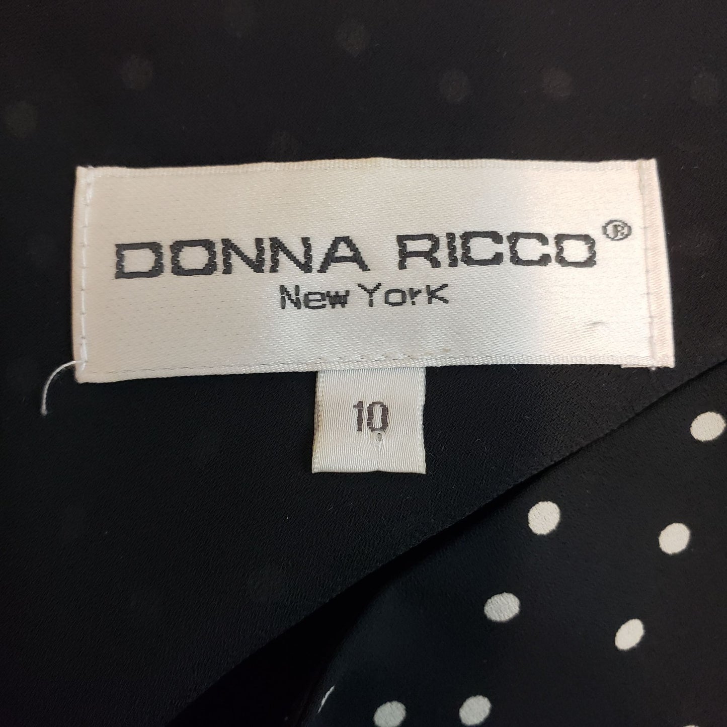 Donna Ricco Polka Dot Tiered Asymmetrical Midi Dress Size 10