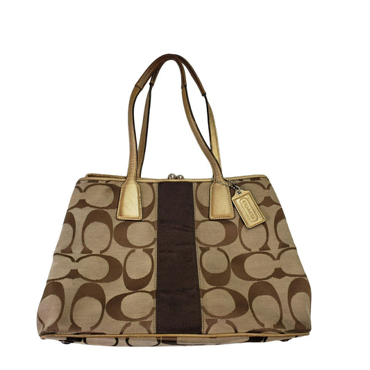 Coach Signature C Stripe Carryall Tote Handbag