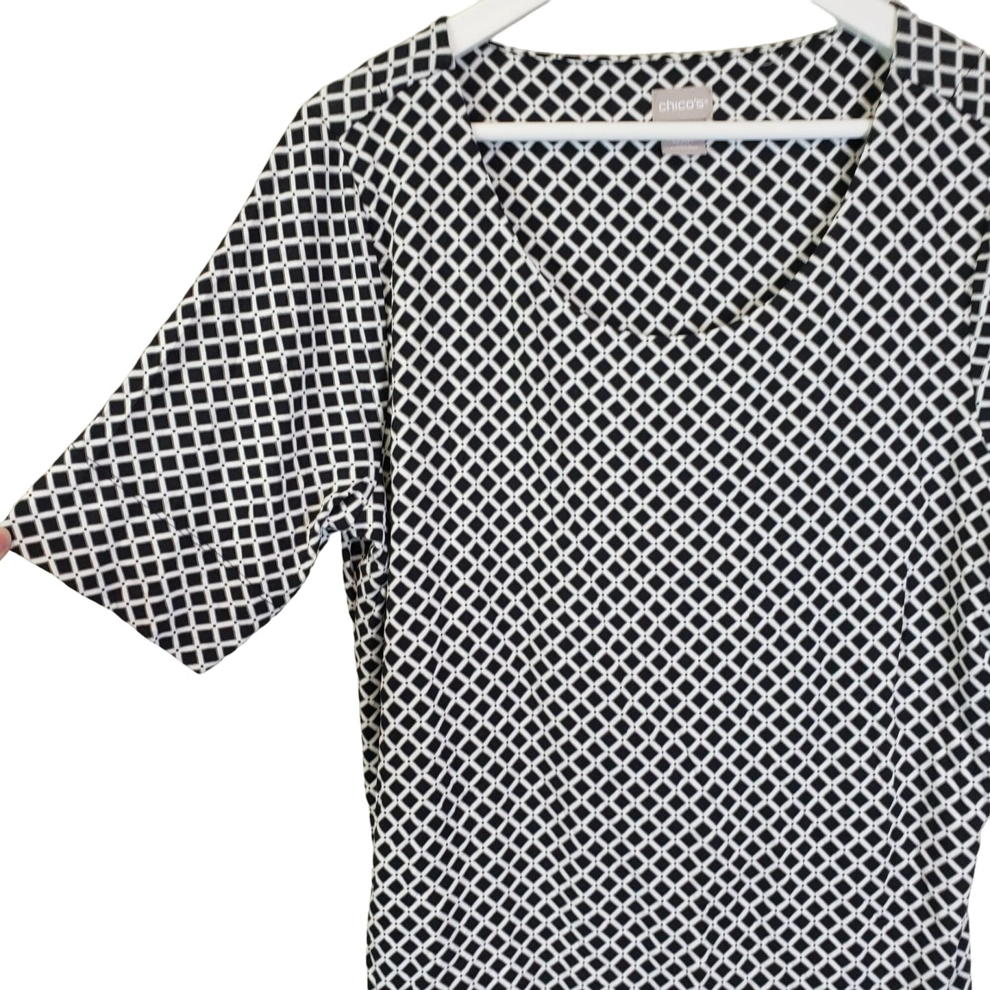 Chico's Diamond Pattern Short Sleeve Top Size Chico's 2