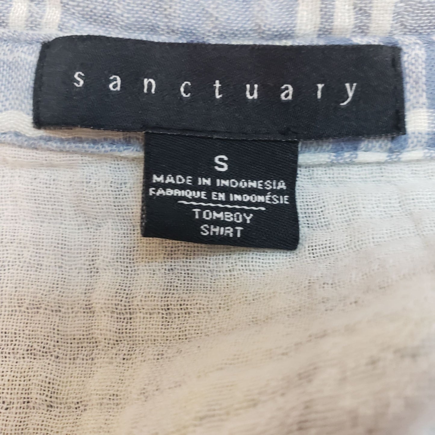 Sanctuary Puff Texture Plaid Button Down Tomboy Shirt Size Small