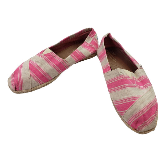 Toms Apalgarta Pink & Cream Striped Shoes Size 9.5