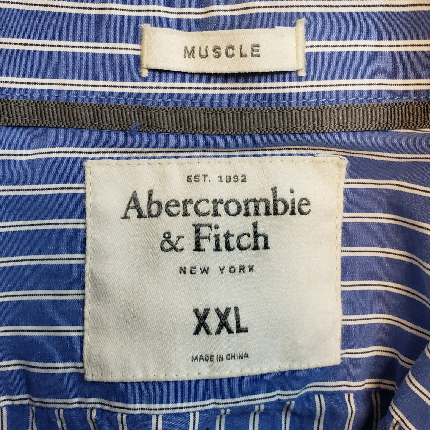 Abercrombie & Fitch Striped Muscle Fit Button Down Shirt Size XXL