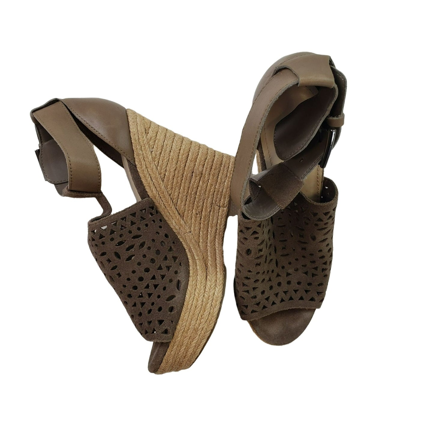 Marc Fisher Hasina Leather Suede Platform Espadrille Sandals