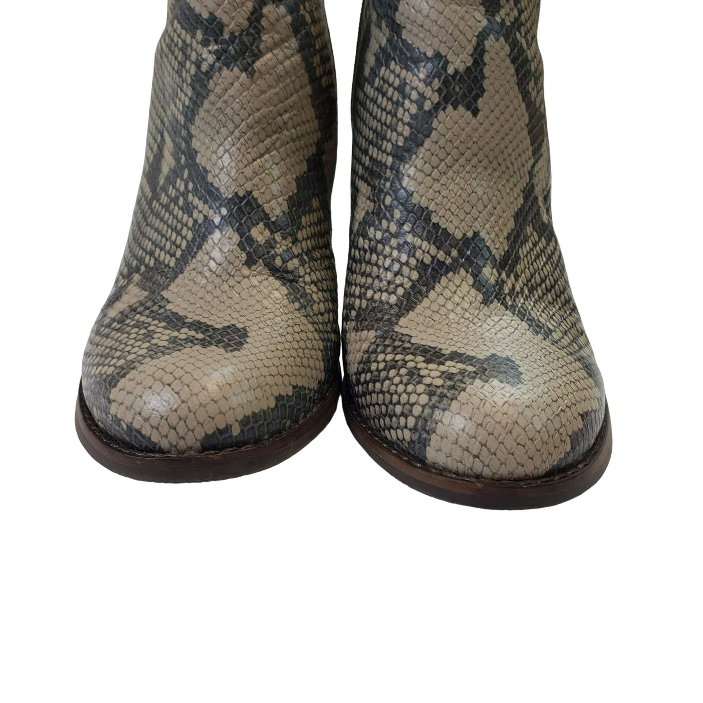 Lucky Brand Yimina Leather Snake Print Wedge Ankle Boots Size 8