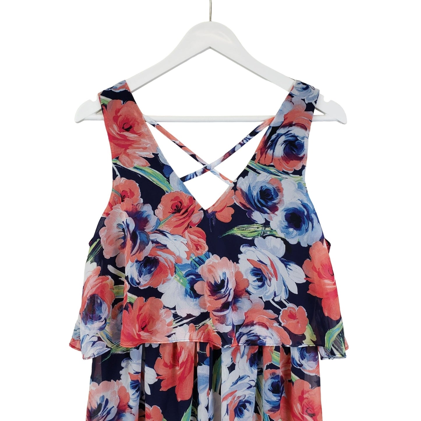 NWT Lily Rose Floral Ruffle Bodice Maxi Dress Size Medium