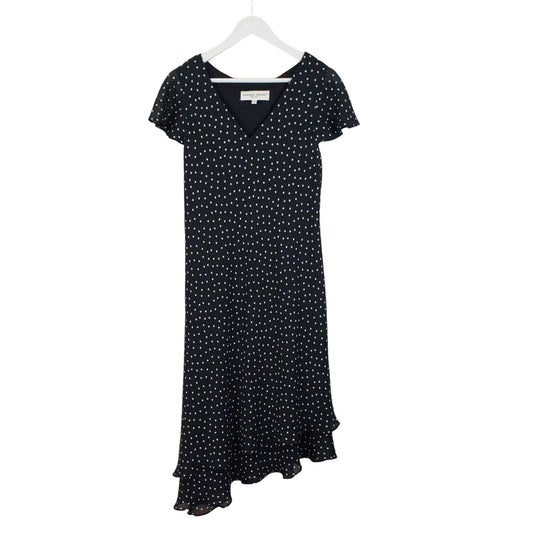 Donna Ricco Polka Dot Tiered Asymmetrical Midi Dress Size 10