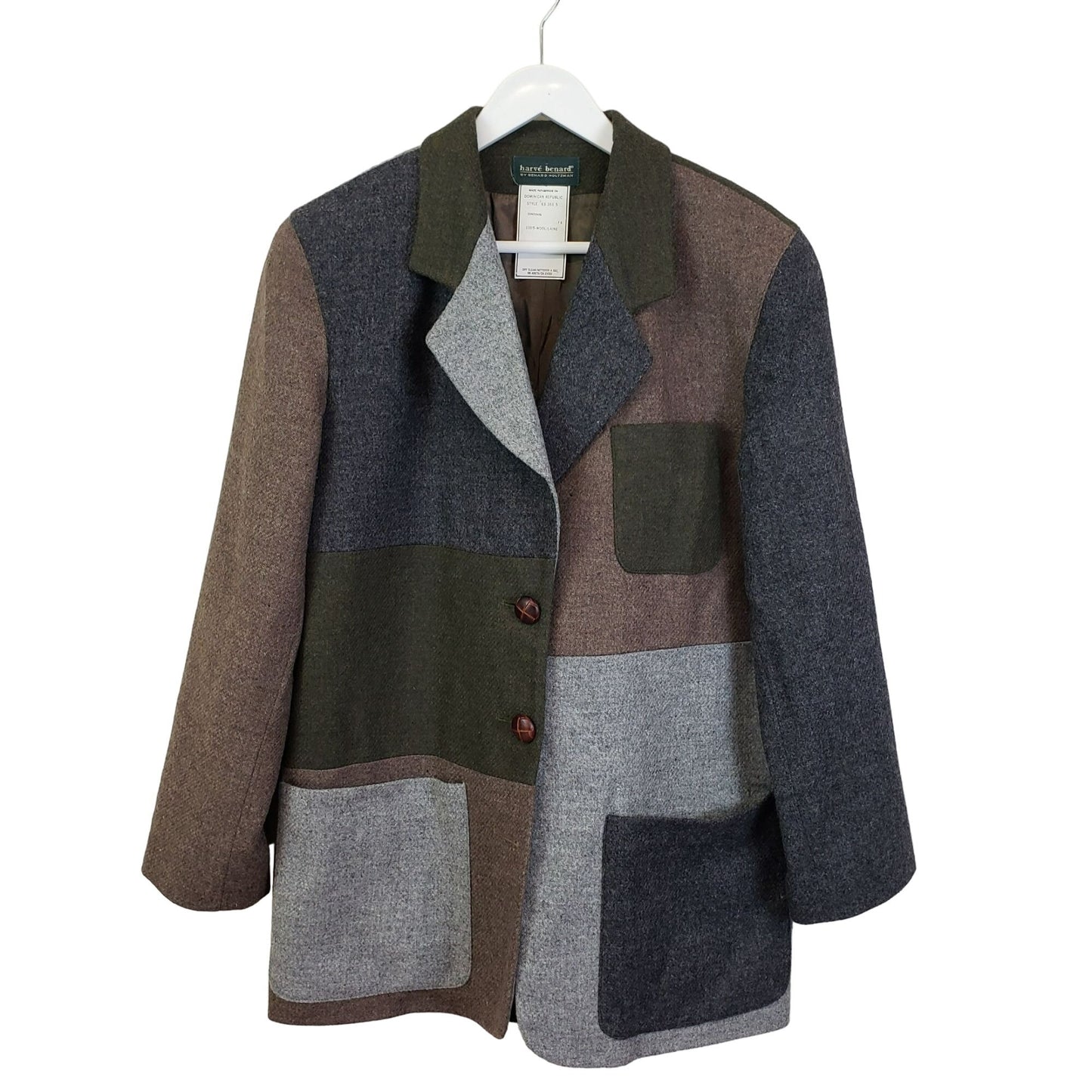 Harve Benard 100% Wool Colorblock Three Button Blazer Jacket Size 6