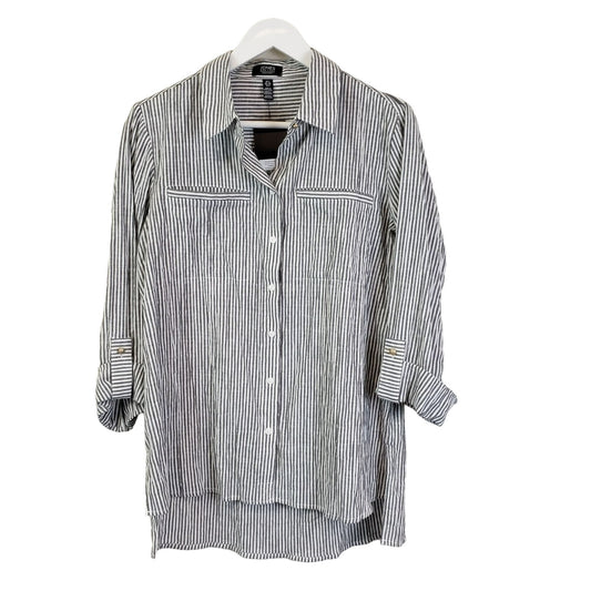 NWT Jones New York Striped Puff Texture Button Down Shirt Size Small