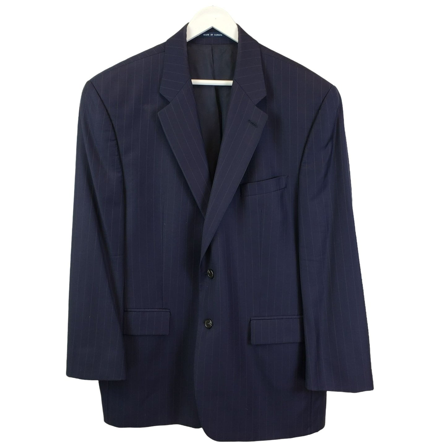 Lauren Ralph Lauren Navy Blue Pinstripe 2 Button Suit Jacket Size 44R *FLAW*