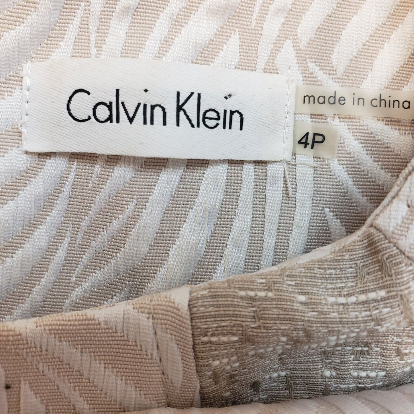 Calvin Klein Mixed Media Leaf Print Sheath Dress Size 4 Petite