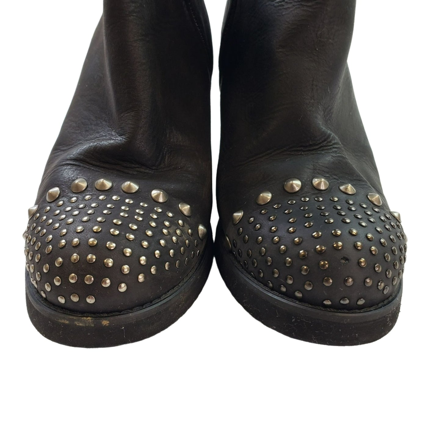 Ann Tuil Size 39 Leather Studded Ankle Boots
