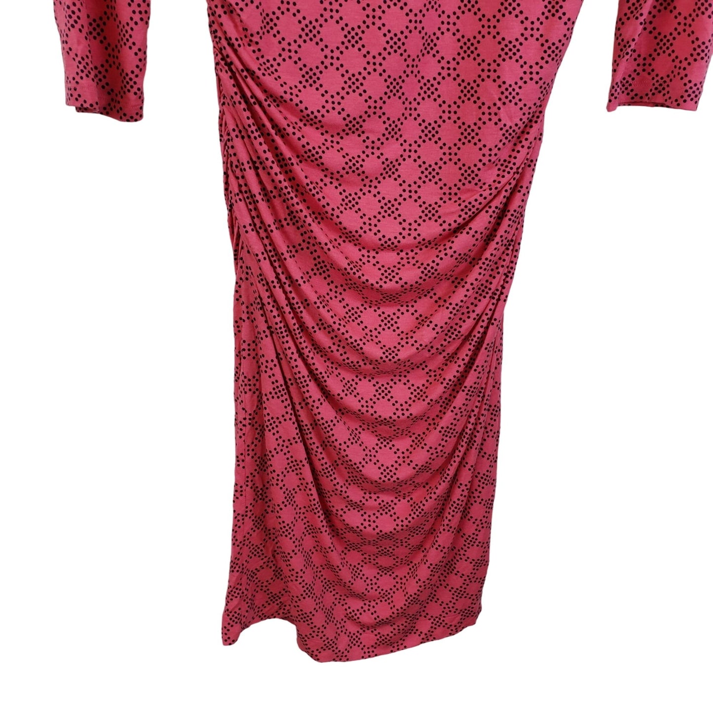 Boden Wool & Tencel Blend Side Ruched Polka Dot Midi Dress Size 8