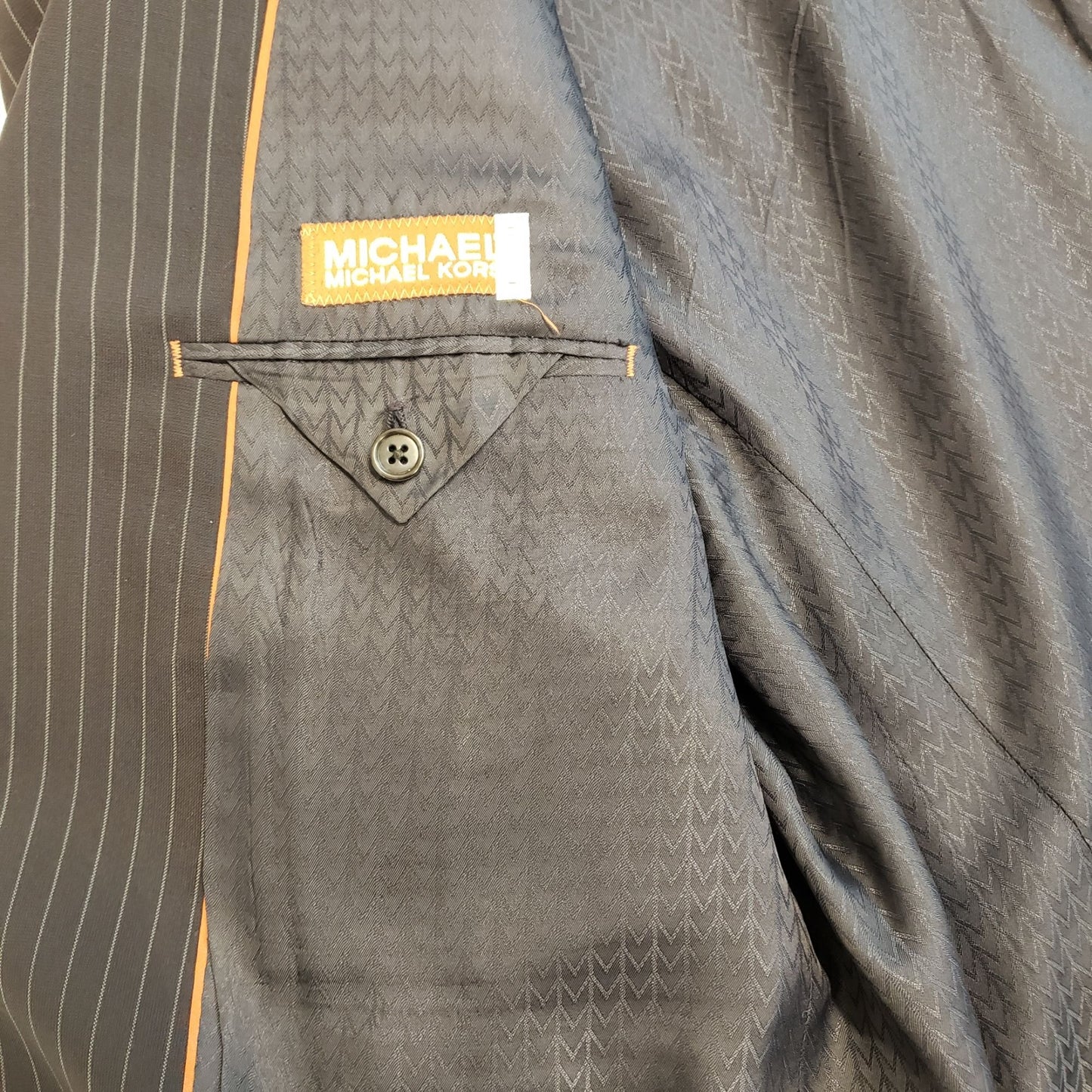 Michael Kors Navy Blue Three Button Pinstripe Suit Jacket Size 44R