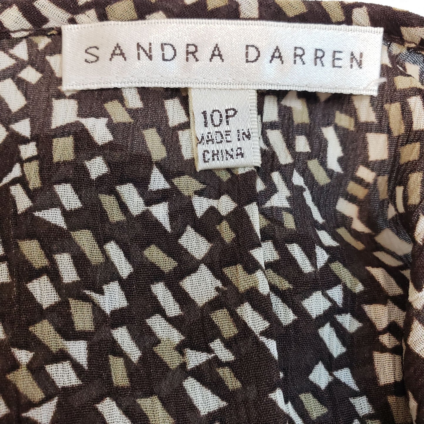 Sandra Darren Mosaic Print Fit & Flare Dress Size 10 Petite