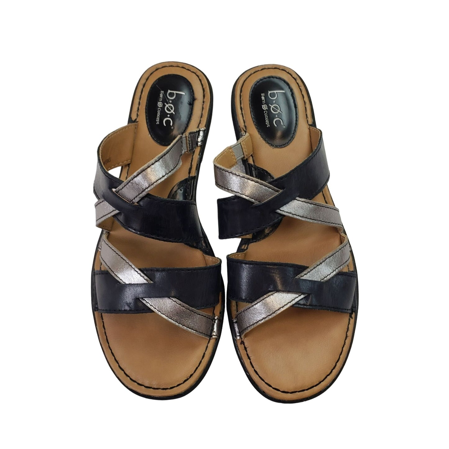 B.O.C. Born Leather Strappy Metallic Sandals Size 9